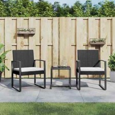 vidaXL Set da Pranzo da Giardino 3 pz Nero con Cuscini in Rattan PP