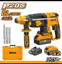 TRAPANO MARTELLO DEMOLITORE 20V TASSELLATORE + 2 BATTERIA DA 4 AH INGCO SDS PLUS