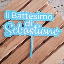 Cake Topper "Il Battesimo di + Nome personalizzato" per torta battesimo Bambino