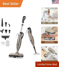 Steam Mop Hard Floor Cleaner with Rotating Pads 10 in 1 Lightweight Khaki