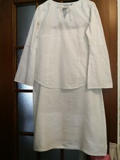 Tailleur completo donna, gonna e blusa taglia IT44 puro lino e pizzo sangallo