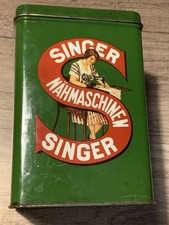 Scatola di latta Singer latta pubblicità vintage verde