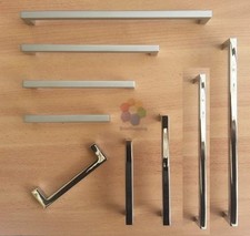 MANIGLIA PER MOBILI MANIGLIE MANIGLIETTE QUADRATE ACCIAIO LUCIDO  SATINATO 96 12