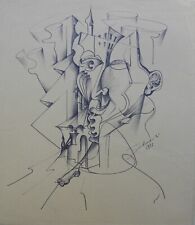 Enrico BORLANDI (Portalbera 1934 – Pavia 2018) Volto futurista dipinto cm 28x24