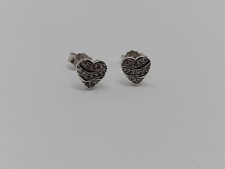 ORECCHINI A BOTTONE CUORE CON ZIRCONI IN ORO BIANCO 18KT 750 1,55 GRAMMI (4775)