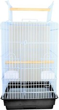Gabbia Pappagallo con Verniciatura Bianca Atossica Trespolo Posatoio Mangiatoie