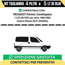Tagliando per PEUGEOT Partner Combispace 1.9 D 50 kw Diesel 1996-2002 - 5 Lt ...