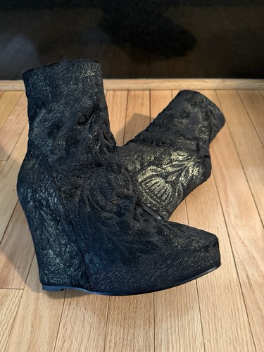 Stivali broccato con zeppa - stivali,