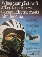 11/1982 PUB GENERAL ELECTRIC NORTHROP TIGERSHARK PILOT HELMET HUD DISPLAY AD