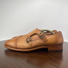 Scarpe Taft The Lucca Monk uomo 39/6 pelle marrone goffrata doppio cinturino punta cappuccio