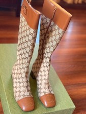New Gucci Canvas Printed Boots