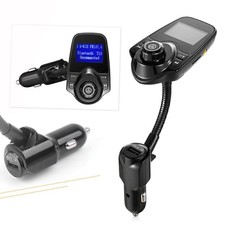 Kit vivavoce auto wireless Bluetooth trasmettitore FM lettore MP3 USB telefono caricatore