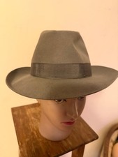 Borsalino Fedora Vintage Anni '60 Feltro di Pelo di Lusso T. 57-58 Grigio Scuro
