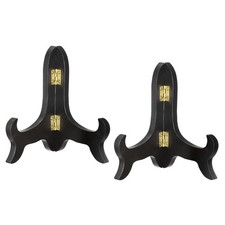 2pz Cavalletto 5" Porta Piastra in Legno Pieghevole Espositore Nero per Cornice