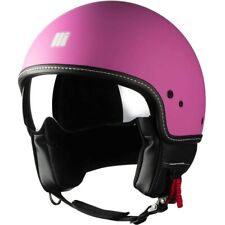 CASCO MOTO MOTOCUBO JET BEETLE VISIERA INTERNA SPECCHIO ROSA OPACO TG XS