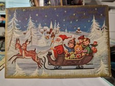 Cartolina Buon Natale Bimbi Babbo Natale Slitta 1971 GM C 6003/04 SP3625 *