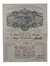 *HH* Antico Documento Fattura 1895 Millot Milano Fabbrica Molini Mulino Farina