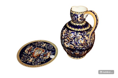 Brocca con piatto ceramica - con,