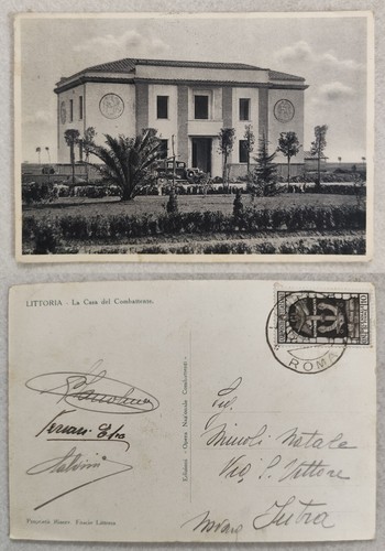 Cartolina littoria latina casa - littoria,