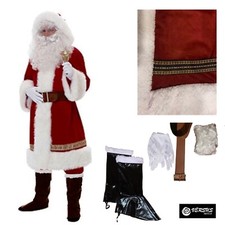 Vestito Costume Babbo Natale con Cappuccio Cosplay Santa Claus Christmas SANTC07