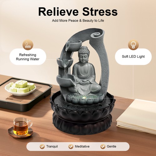 Fontana buddha con luce led - con,