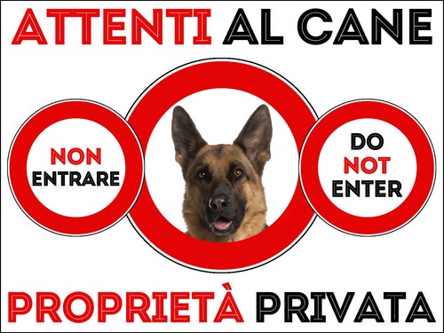 Targa cartello attenti - cartello, cane