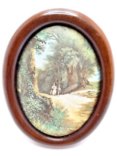 Piccolo quadro stampa seta motivo toscano vintage made in italy in cornice legno raro