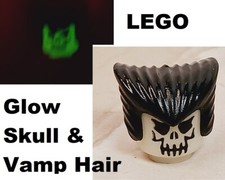 LEGO Minifigure Teschio Testa di Mostro Luminoso Maschera Parrucca Combo Stampa Faccia Ragazzo Spaventoso