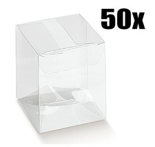 50 PZ Scatola pvc trasparente 8X8X15 cm portaconfetti per BOMBONIERA 0LNZ
