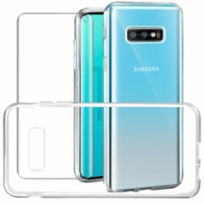 COVER CUSTODIA + PELLICOLA GEL SILICONE PER SAMSUNG S10 S10e PLUS TRASPARENTE