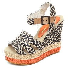 D2614 sandalo donna beige/nero