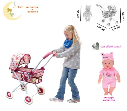 Carrozzina con bambola effetti - carrozzina,