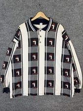 Polo vintage Fila Sports AOP 1/4 bottoni uomo XL anni 90 stampa all over