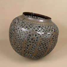 Antica plafoniera lanterna metallo ottone lampada fatta a mano marocchina da appendere ornata