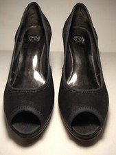 Sandali donna EU 36,5 Bagatt in tessuto elasticizzato Nero Spuntata. Tacco 8 cm