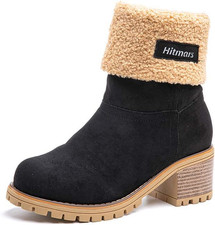 Stivali Donna Invernali Stivaletti Camoscio Boots Con Tacco Stivali Caldi Fodera