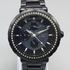 Orologio Fossil Ceramica Donna Nero 40mm Giorno Data Lunetta Cristallo Nuova Batteria 7"