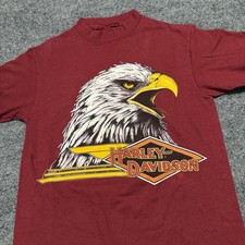 Camicia uomo Harley Davidson vintage piccola rossa anni 80 USA Screaming Bald Eagle rara