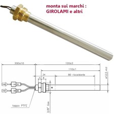 RESISTENZA CANDELETTA STUFA A PELLET 12,5mm Totale 12cm  GIROLAMI - 235W