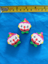 x3 GOMME GOMMINE da COLLEZIONE Vintage ERASER Anni '80s PAGLIACCIO CLOWN CIRCO !