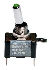 Interruttore a Leva 3 Contatti Spia LED Verde 12/24V 20A  Camion  Auto  C45558