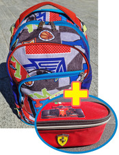SJ Gang Trolley Scuola, Blu, 2 in uno + Astuccio FERRARI (NUOVO MAI USATO).