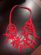 Collana Perline Plastica Rossa