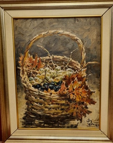 Quadro cesto uva pittore - cesto,