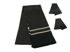 Sciarpa seta uomo tubolare a pois nera puntini beige ocra ghiaccio