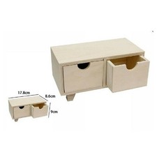 PORTA OGGETTI MINI CASSETTIERA 2 CASSETTI IN LEGNO NATURALE DECOUPAGE 53388A