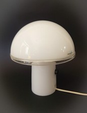 ♥ LAMPADA DA TAVOLO MURANO DUE VETRO BIANCO MUSHROOM VINTAGE SPACE AGE DESIGN