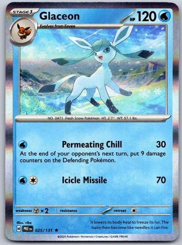 Glaceon 025 131 holo rare - glaceon, 025/131