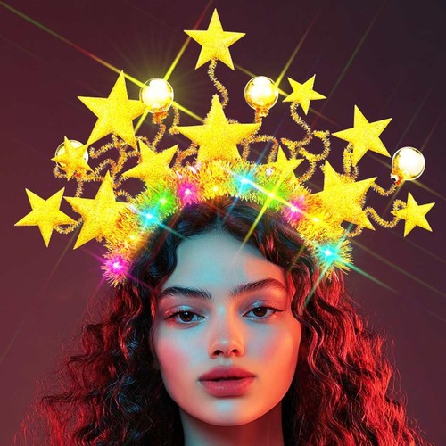 Light gold star headband - up,
