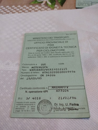 Motovespa 1996 libretto - motovespa,